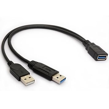 USB 3.0 Kabel Doppel-Energie-Gebühren-Kabel Y Adapter-Art A-Blei-Stecker zur weiblichen Verlängerungs-Code 30cm (5Gbps Datenü