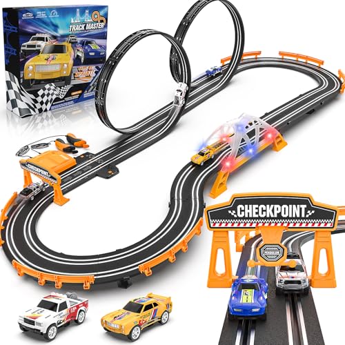 Slot Car Race Track Sets for Boys,Race Car Track with 4 HighSpeed Slot
