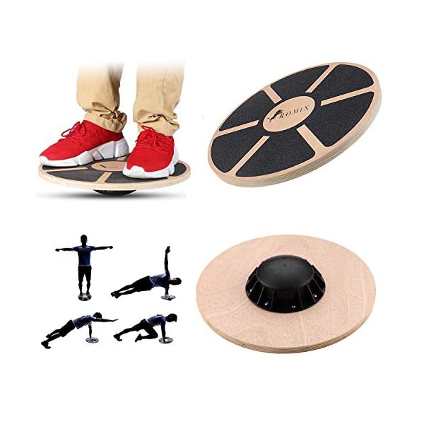 ROMIX® Wooden Balance Board, Wobble Board Training Physio 42cm Non-Slip Round Self Fitness Trainer Body Exercise Gym…
