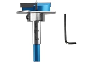 JINSHIBA Forstner Bit 1-5/7"(40mm), Forstner Drill Bits for Woodworking Tungsten Carbide Wood Hole Saw Opener Wood Drill Bit Hex Shank with Adjust Depth, 1 Allen Wrench