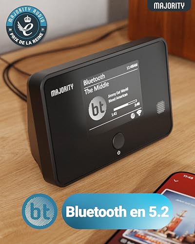 WiFi Internet Radio Tuner | Dab Plus Radio Adapter | Spotify Connect and Podcasts | Bluetooth 5.2 Dab Tuner for HiFi System | Color Display, Remote Control Included | MAJORITY Robinson