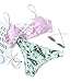 SweatyRocks Women's Bikini Set Leaf Print Criss Cross Bathing Suit, Pink, Large