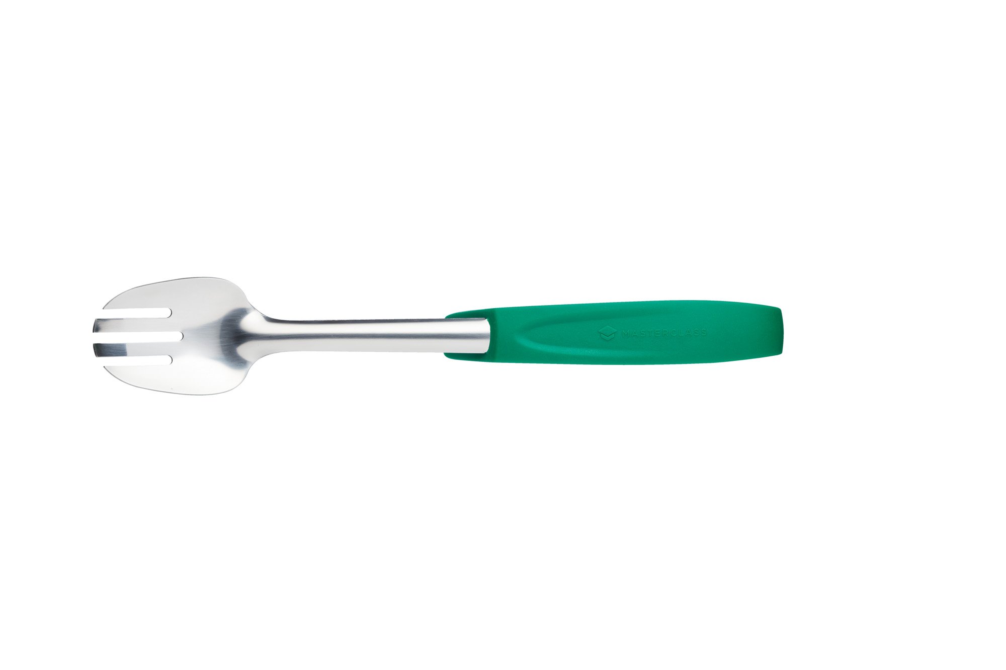 MasterClass Colour-Coded Catering-Quality Stainless Steel Salad Server Fork, 29 cm (11.5 Inch) - Green (Vegetarian)