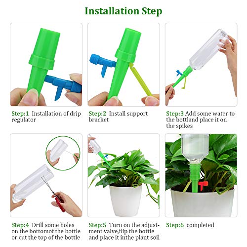 Tearcam Plant Self Watering Spikes Devices, Automatic Plant Irrigation Garden Plant Watering System with Slow Release Control for Indoor & Outdoor Drip, 12 PCS Suitable for All Bottles