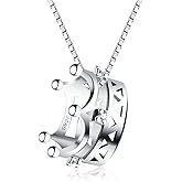 BEAUTY CROWN Charm 925 Sterling Silver Crystal Necklace Pendant Retro and Fashion Style Jewelry For Women