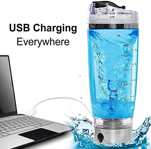 Electric Mixer Shaker Bottle USB Rechargeable Protein Tornado Blender Vortex Detachable Smart Mixer Mixing Cup for Ice Tea Milk Coffee Beverage (Capacity: 450ml)