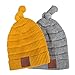 RYOMI SEIKATU Baby Boy Beanie Hat Winter Warm Lamb Fleece Lined Hat Kids Knit Cap Girls Boys Gray&yellow