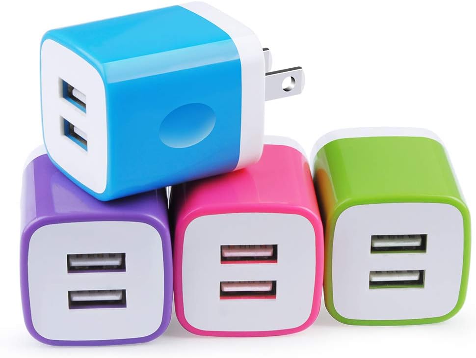USB Wall Charger, Cube Charger 2 Port Charging Box 4Pack 2.1A/5V Home Travel Charger Plug USB Power Adapter Charging Station Base for iPhone 11 Pro Max XR XS X 8 7 6 6S Plus 5S 5, iPad, iPod, Samsung