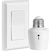 Suraielec Remote Control Light Bulb Socket, Wall Mount Switch, E26 E27 Lamp Socket, No Wiring, 100FT Range, Wireless Light Sw