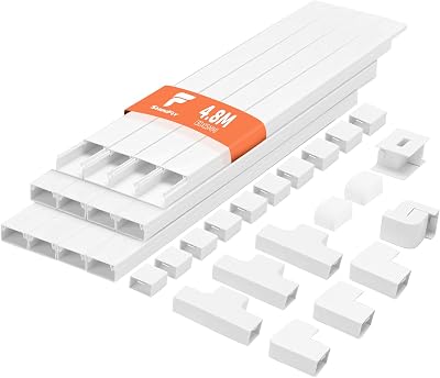 shinfly 4.8m Cable Trunking White 30x15mm Self-Adhesive 12 Ducts