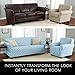 Home Fashion Designs Printed Twill Sofa Slipcover. One Piece Stretch Couch Cover. Strapless Sofa Cover for Living Room. Brenna Collection Slipcover. (Sofa, Sky Blue)