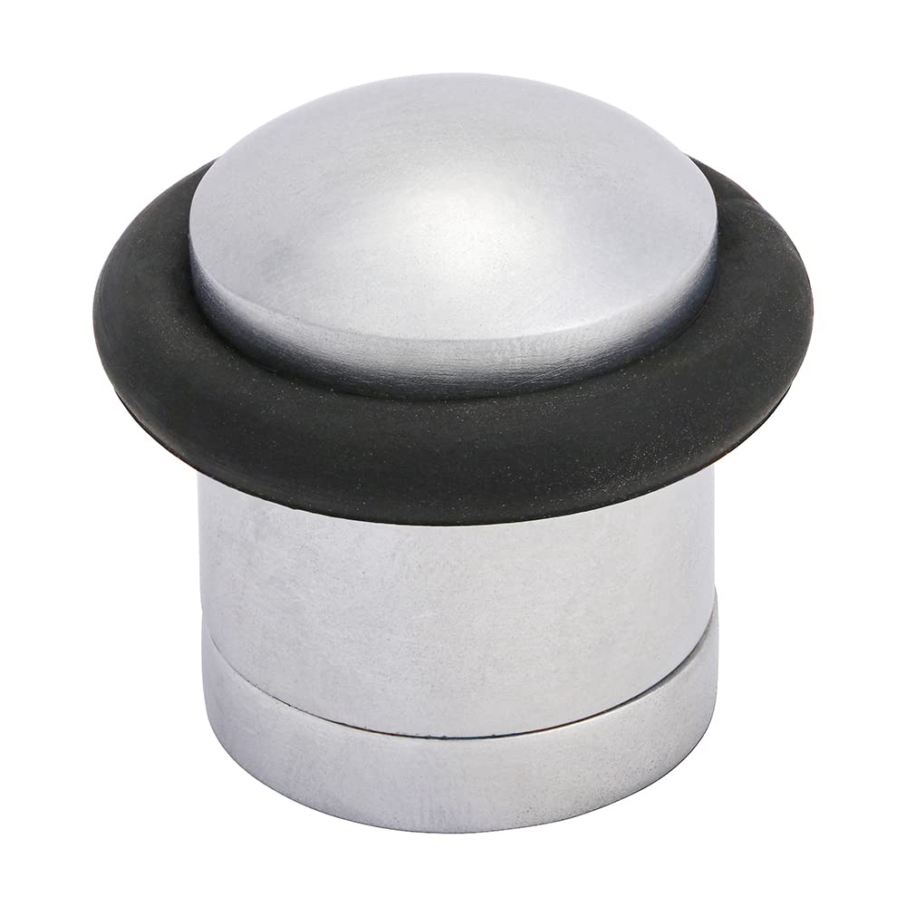 TIMCO Cylinder Door Stop - Satin Chrome - Floor Mounted - Concealed Fixing for Improved asthetics - 41mm