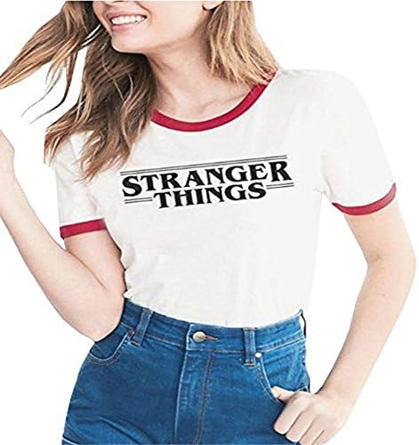 Mellons Womens Casual T-Shirt O-Neck Stranger Things Letters Print Summer Tops