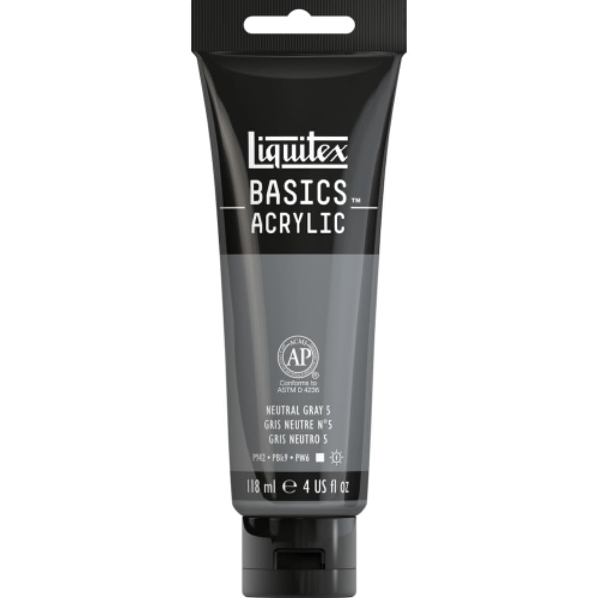 Liquitex Basics Acrylic, 118 ml Tube - Neutral Grey 5