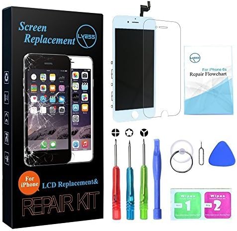 LYESS LCD Touch Screen Digitizer Replacement for iPhone 6S 4.7 Inch - White with 3D Touch Frame Assembly, Repair Tools Kit and Instructions