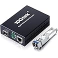 Fiber to Ethernet Media Converter, Gigabit Single Mode SFP LC Converter, 1000Base-LX to 10/100/1000M RJ45, SMF, 1310nm, up to 20km (12.4miles)
