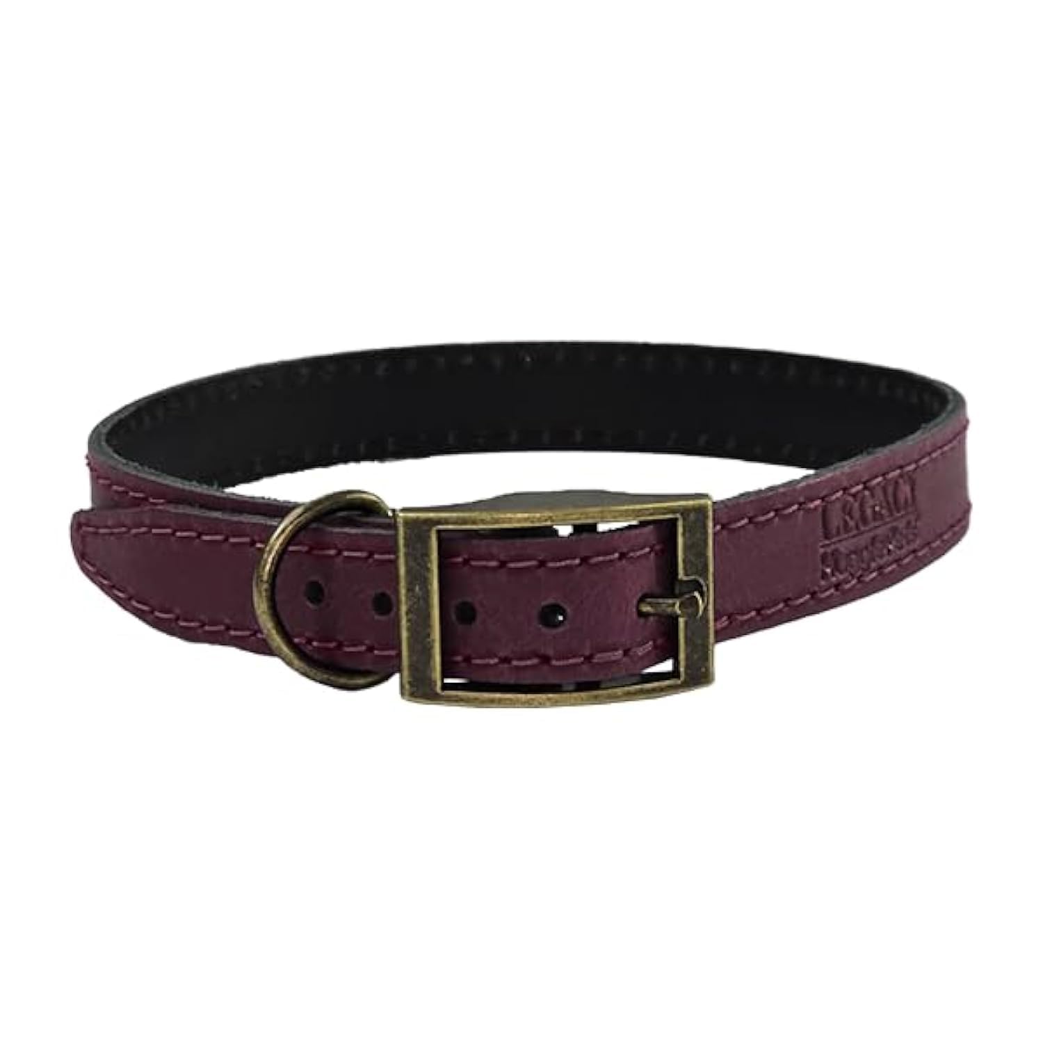 HugglePets Legacy Leather Dog Collar - Merlot (Extra Large, 45-50cm) Strong & Durable Genuine Leather Collar for Large Dogs with Classic Brass Ring and Buckle Fastening.