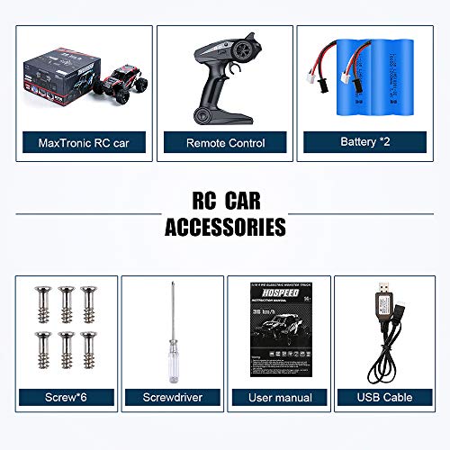 Remote Control Car, RC Truck 4X4 Off Road-All Terrain, 1/18 Scale 2.4Ghz 36+KM/H High Speed Drift Car, Remote Control Truck with 2x1200mAH Rechargeable Batteries, Toy RC Car for Kids & Adults - Thumbnail 7