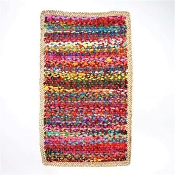 Art Deco Home Bunter Jute-Teppich, 90x55 cm