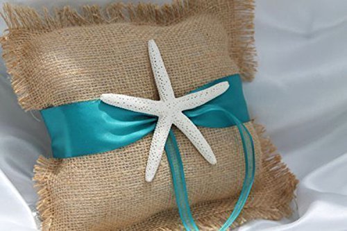 Amazon Com Burlap Starfish Ring Pillow Beach Wedding