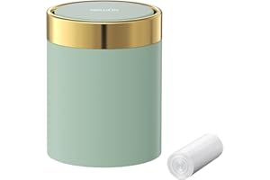 MBILLION Mini Trash Can with Lid, Desktop Small Trash Can Recycling Bin Cute Metal Garbage Can for Tabletop Countertop Use,Stainless Steel 0.4Gal/1.5L Waste Bin for Office Parlor Car Bedroom,Light Green