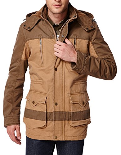 Nuoxi Men's Fashion New Military Casual Jacket Zip Button Coat US Size X-Large Khaki