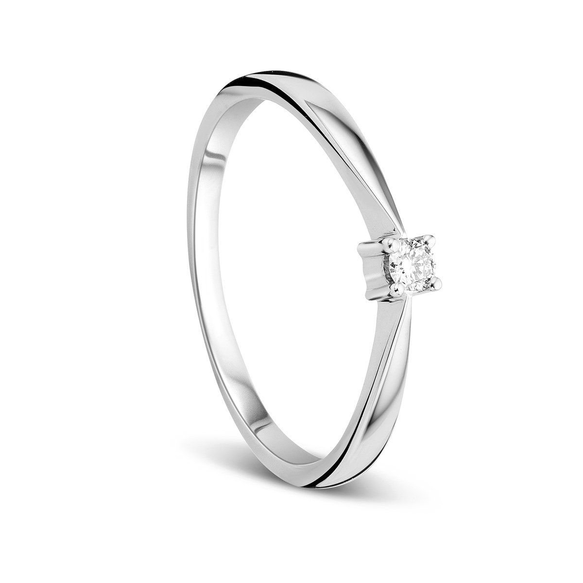 OROVI White Gold Ring for Women with a Diamond in 9 Carat Gold, Hypoallergenic Ring - Handmade Engagement Rings with jewellery box