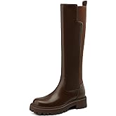 TEAIEUI Women's Knee High Boots Fashion Platform Lug Sole Tall Riding Boots Comfortable Stretch Calf Dress Long Boots