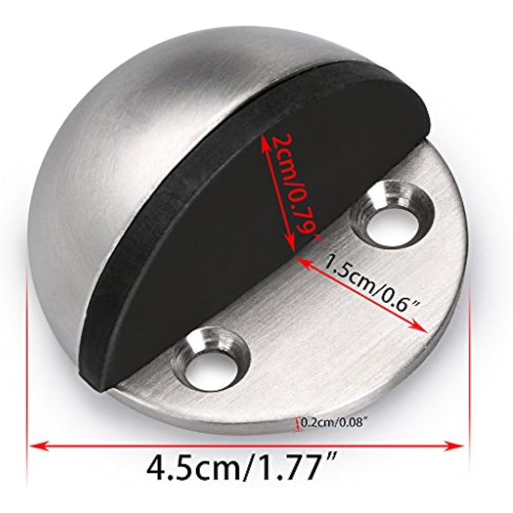 Floor Door Stops Stopper, 5Pcs Stainless Steel Rubber Bumper