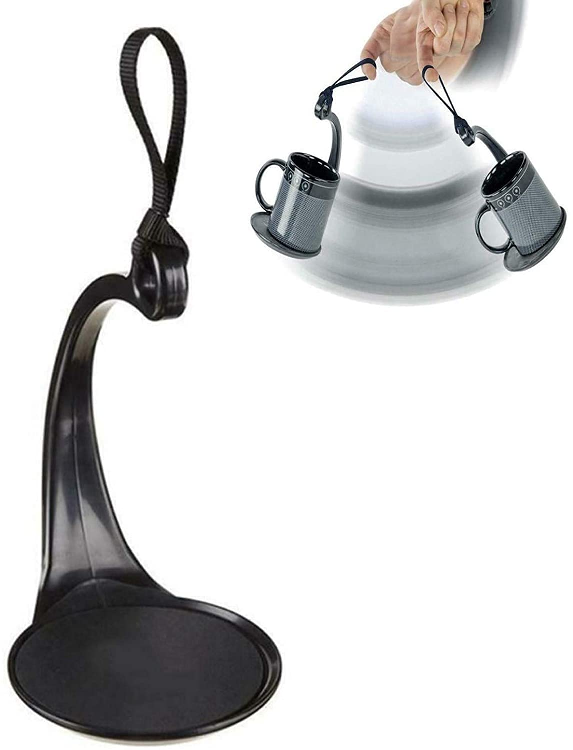 ASSDITED Cup Holder Spill Stopper Mug Holder Cup Carrier Anti-Spill No-Spill Coffee Tea Cup Holder with Black Webbing Handle Rubber Coaster