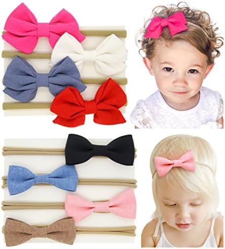 QandSweet Baby Girls Headbands and Forked Tail Bow Photography (Value Pack of 8)