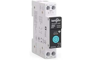 TONGOU DIY 1P+N Smart Wi-Fi Switch, Work with Alexa and Google Assistant for Voice Control, 25A with Energy Monitor, Smart Life/Tuya APP Remote Control, Timer Functions, DIN Rail Mounted,FCC Certified