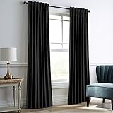Dreaming Casa Darkening Black Velvet Curtains for Living Room Thermal Insulated Rod Pocket/Back Tab Window Curtain for Bedroom 2 Panels 52