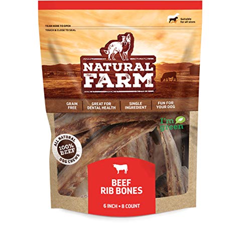 Natural Farm Rib Bones for Dogs (6 Inch, 8 Pack) Beef Ribs for Dogs