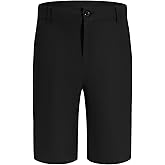 DEVOROPA Youth Boys Golf Dress Shorts Flat Front Adjustable Waist Kids Uniform Khaki Chino Causal Athletic Shorts Pockets