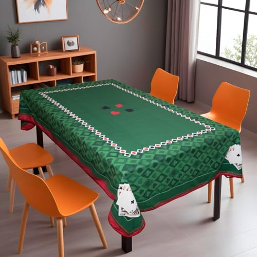 Toalha De Mesa Aveludada Para Jogar Baralho Estampa De Cartas Truco Carteado Tema Poker Serve Em Mesa Retangular Para 6 Lugares - 1,40 X 2,20 M - Renova Enxovais