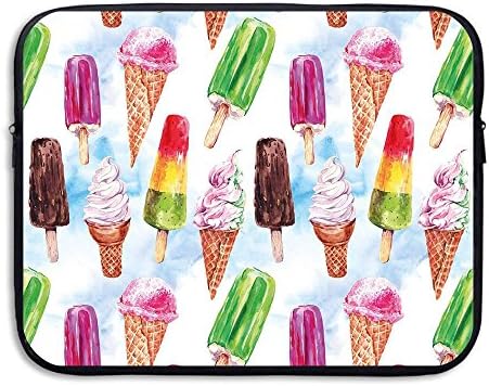 Too Suffering Protective Case Waterproof Computer Portable Bags Ice Cream Decor Queen Of Ice Cream Motif With Raspberry Kiwi Flavor Laptop Bag 13inch And 15inch