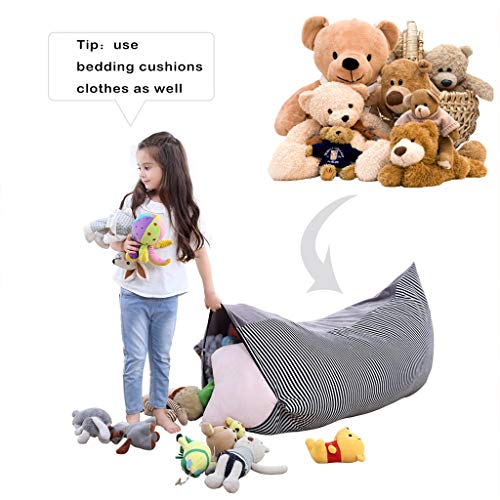 Soft Stuffed Animal Bean Bag Storage Stuffie Seat-Stuffed Animal Storage Bean Bag Chair for Kids Teens and Adults 26inch Large Velvet (Grey, 26Inch)