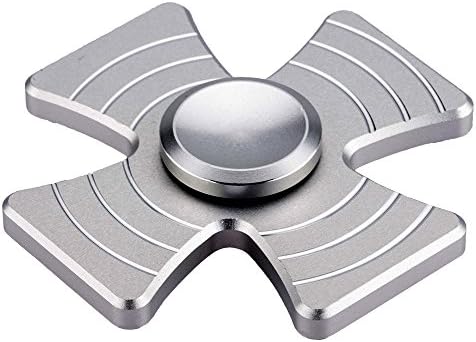 Hand Fidget Spinner High Speed Finger Cross spinners Stainless Steel Bearing fidget Toy for Adults Kids for Relieving Stress Anxiety ADHD Focus Boredom (Silver)
