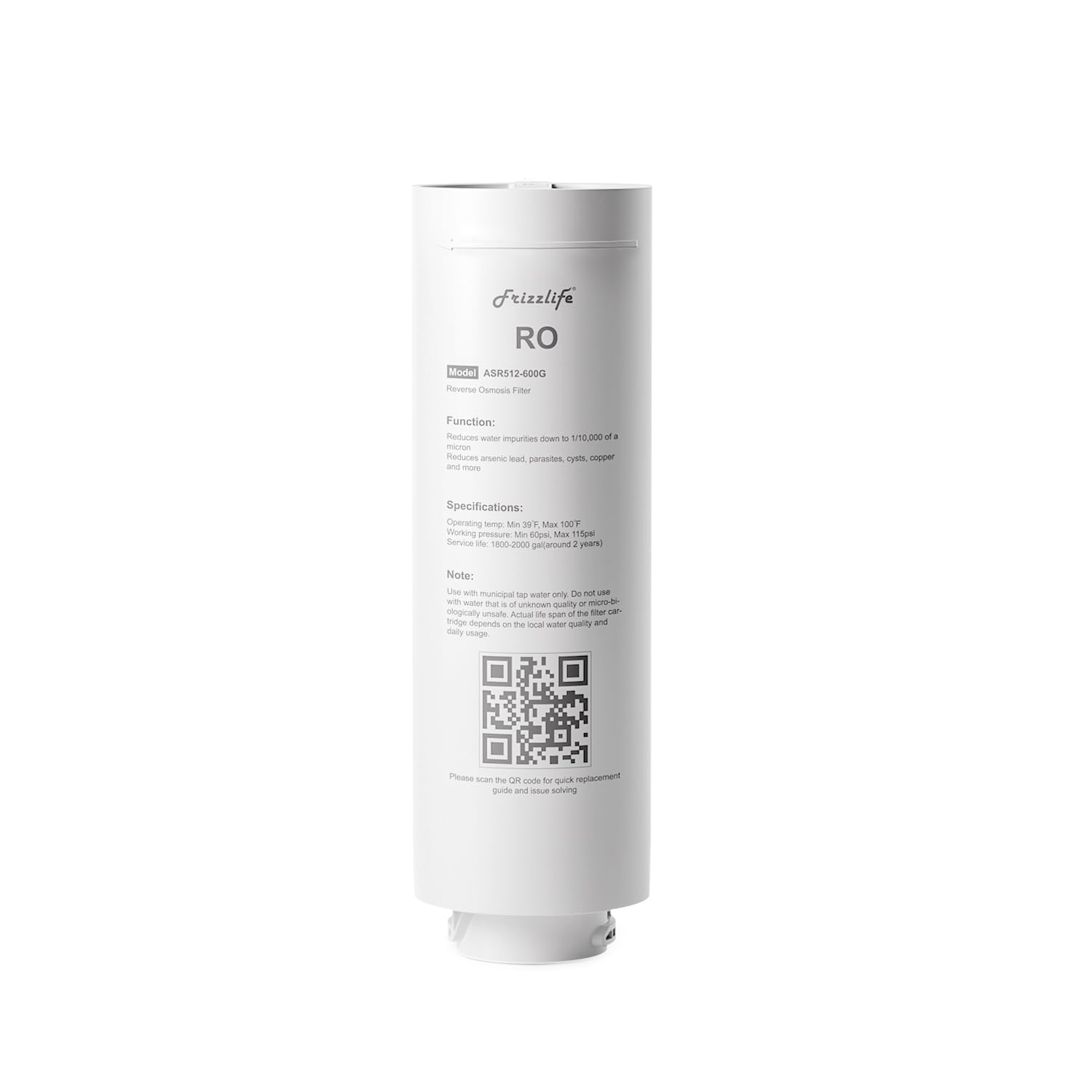 Frizzlife ASR512-600G Replacement RO Filter Cartridge for MR600 Reverse Osmosis System(2nd Stage)