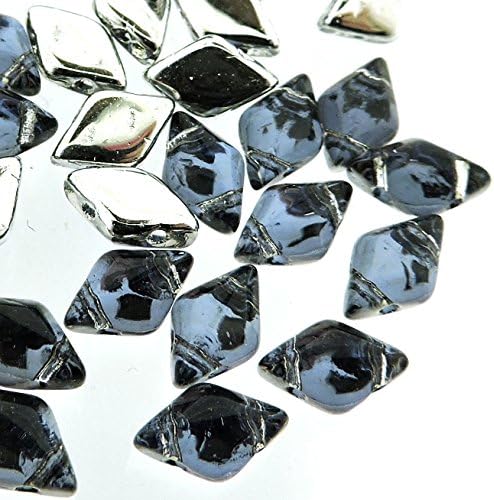 Beads, 2-Hole Diamond Shaped Beads 5x8mm, 10 Grams, Backlit Periwinkle c