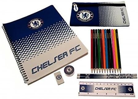 Ultimate Stationary Sets: Various Football Club/Team Designs (Pencil Case, Notepad, Ruler, Pencils, Rubber and more) Ideal for school (Chelsea)