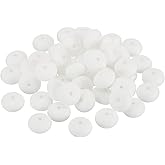 Patikil 14mm Silicone Beads, 50PCS Bulk Abacus Spacer Beads Lentil Focal Cute for Pens Keychain Bracelets Necklace Jewelry Making, White