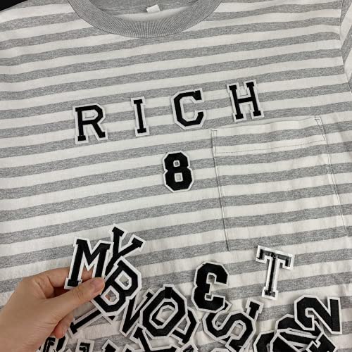 MUXGOA 36 Pieces Iron on Patches Letters,Letter Patches & Number Patches A-Z 0-9 Iron on Patches for Clothing(Black)