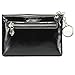 Itslife Triple Zipper Leather Mini Coin Purse Card Holder with Key Chain(Black)