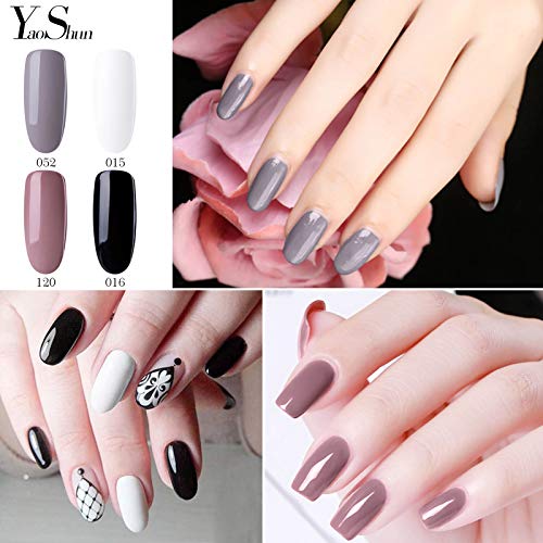 YaoShun Gel Polish - Sock Off Nail Gel UV Gel 4 Colors Gift Kit with UV Light French Manicure Gel 8ml #03 - Thumbnail 2