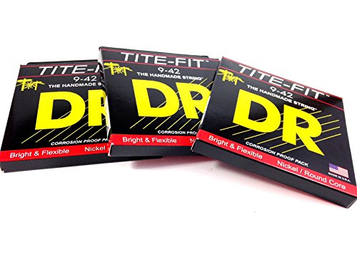 DR Guitar Strings Electric Tite-Fit 3 Pack 09-42 Lite Handmade USA
