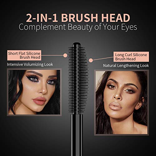 Waterproof Black Lash Mascara - 4D Silk Fiber Volume Waterproof Natural Extention Mascara Thickening Lengthening Long Lasting Thick Volumious Eyelash Blackest