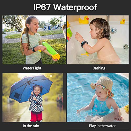 Jsbaby Kids Smartwatch Waterproof GPS/LBS Tracker Phone Compatible iOS Android for Children 3-12 Girls Boys SOS Call Remote Camera Two Way Call Touch Screen Games Christmas Birthday (Black)