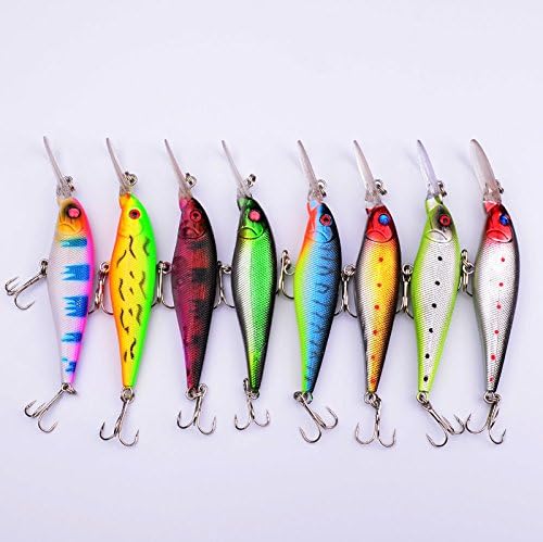 Fishing Lures 8pcs Deep Dive Minnow Fishing Lures Bass Crank Bait Catfish Fish Tackle 11cm/10g